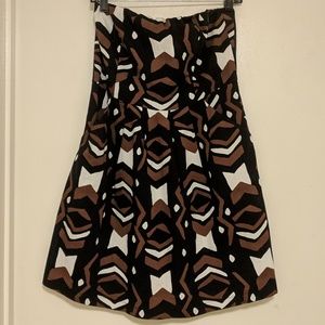 Strapless "tribal" print Dress with Pockets